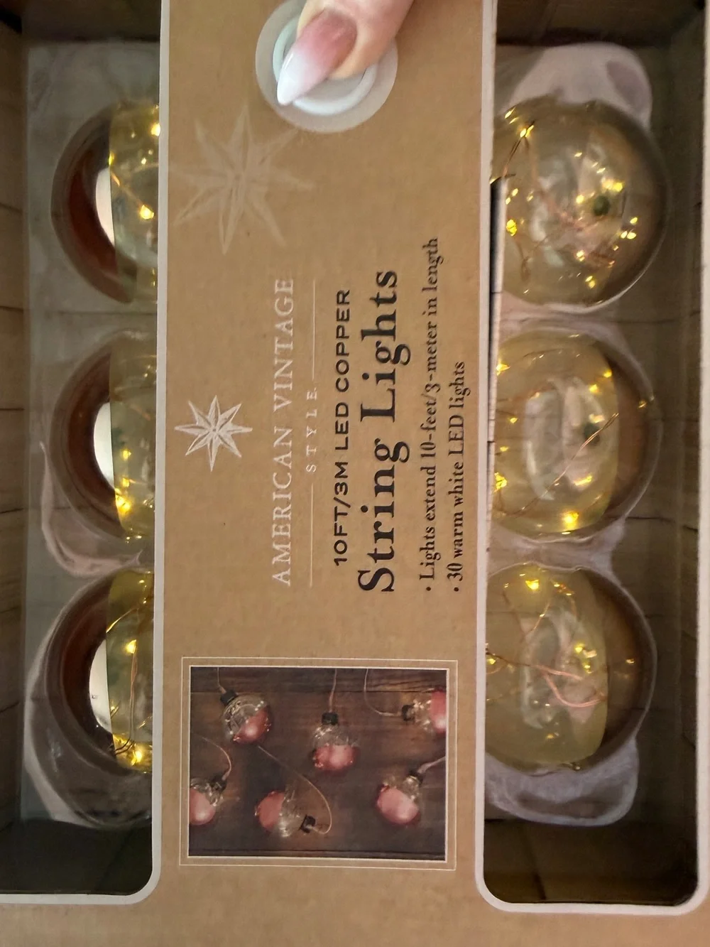 American Vintage Copper String Lights with Rose-Tinted Bulbs